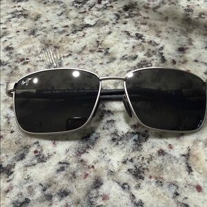 Maui Jim Men’s Silver Frame Sunglasses with Dark Gray Lenses